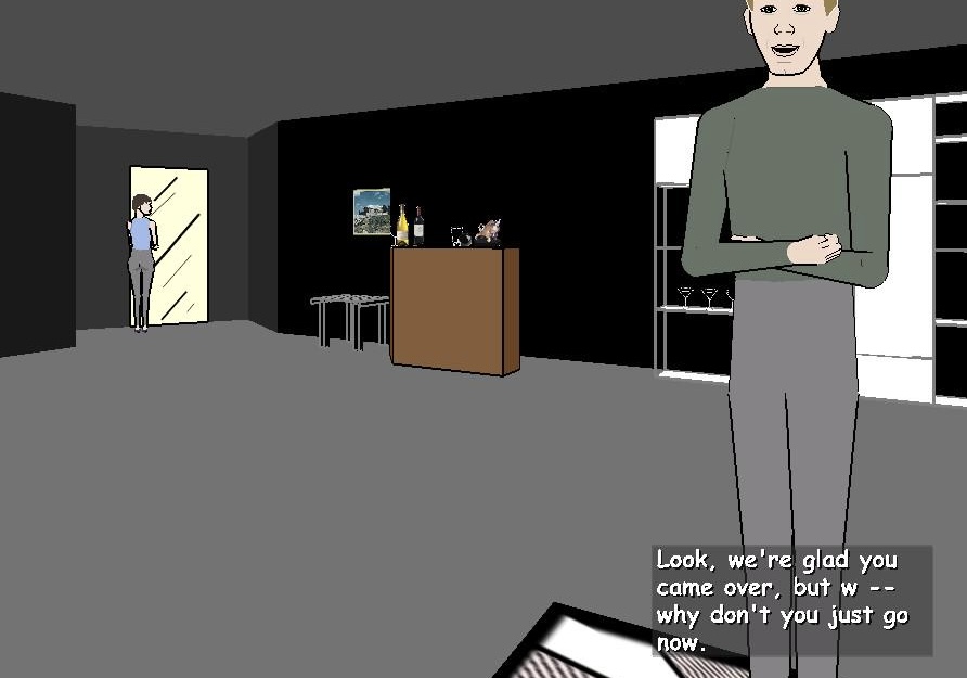 One of the many endings of the game, in which, Trip and Grace politely kick out the player after agreeing the stay unhappily married and keep up the facade.