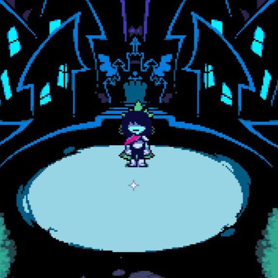 Kris stands in Castletown. Fox, Toby, creator. 'Deltarune'. Toby Fox, 2025. PC.