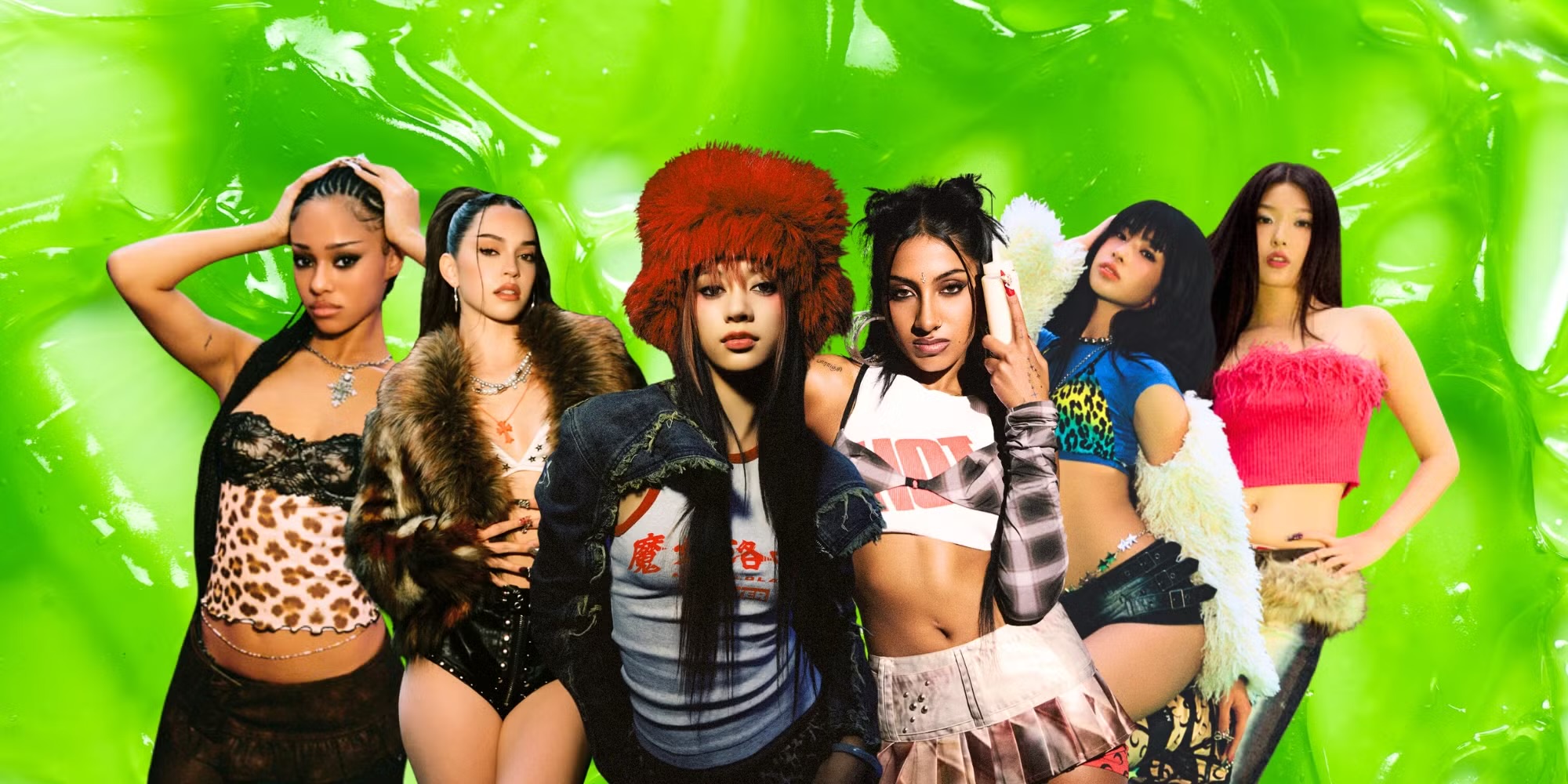 Promotional photoshoot of Katseye’s first hyperpop single, “Gnarly.”