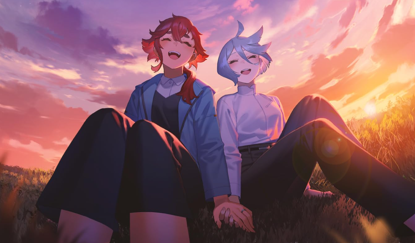 Suletta and her wife Miorine.
"Mobile Suit Gundam: The Witch From Mercury". Sunrise, 2022.