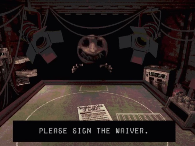 Before the game starts, the “Dealer” of “Buckshot Roulette” requires the player to sign a waiver in case of death. 