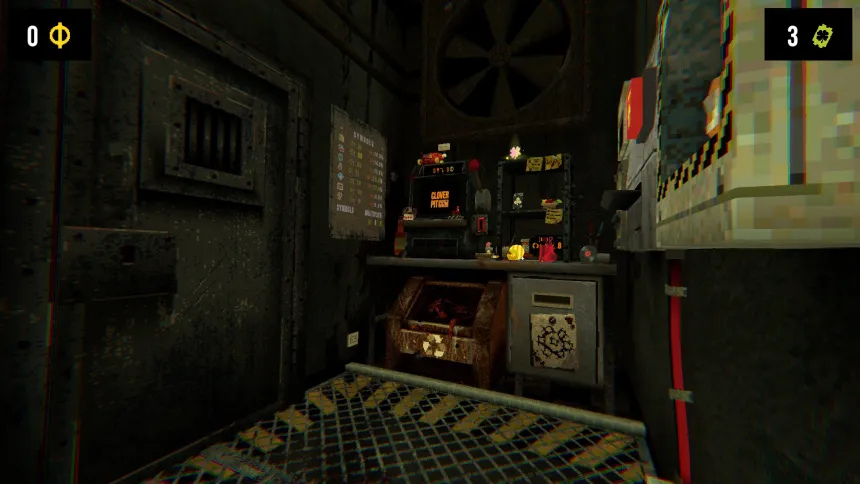 “CloverPit” cell the player is trapped in. 