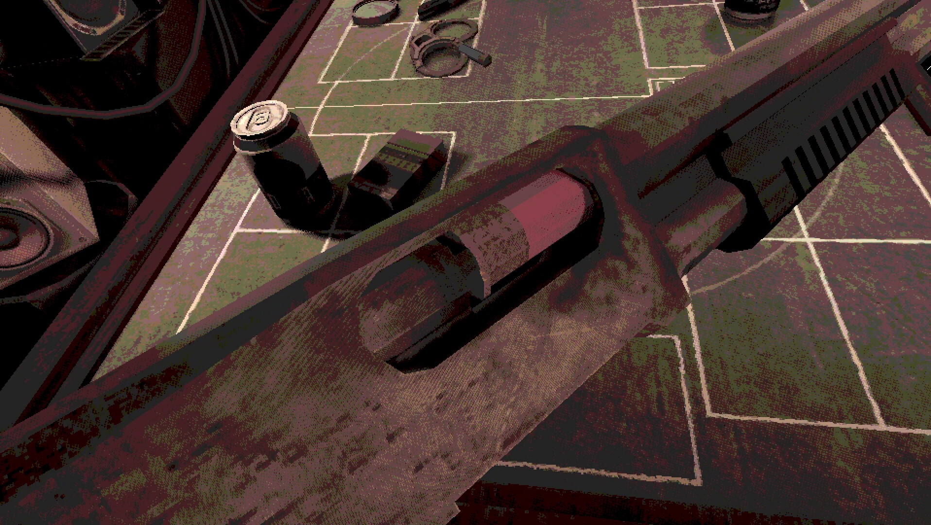 Player in “Buckshot Roulette” checks the bulletin in the gun to see if it is a blank or live. 