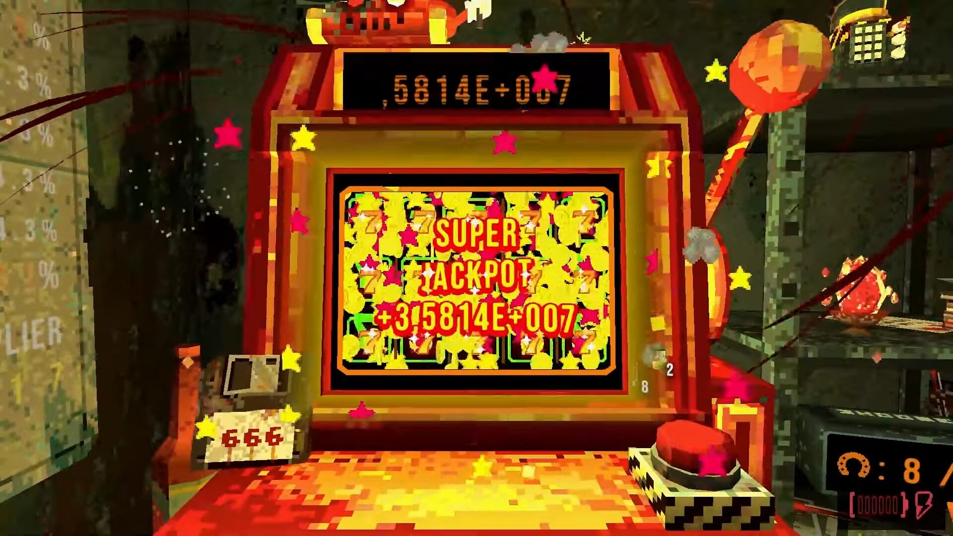 A screenshot of a “Super Jackpot” in “CloverPit”. 