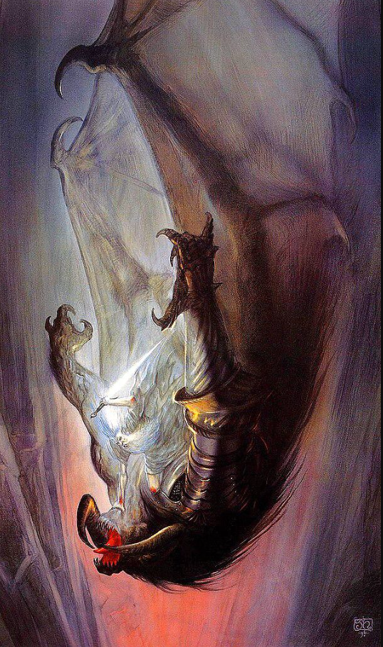 Art of Gandalf fighting the Balrog