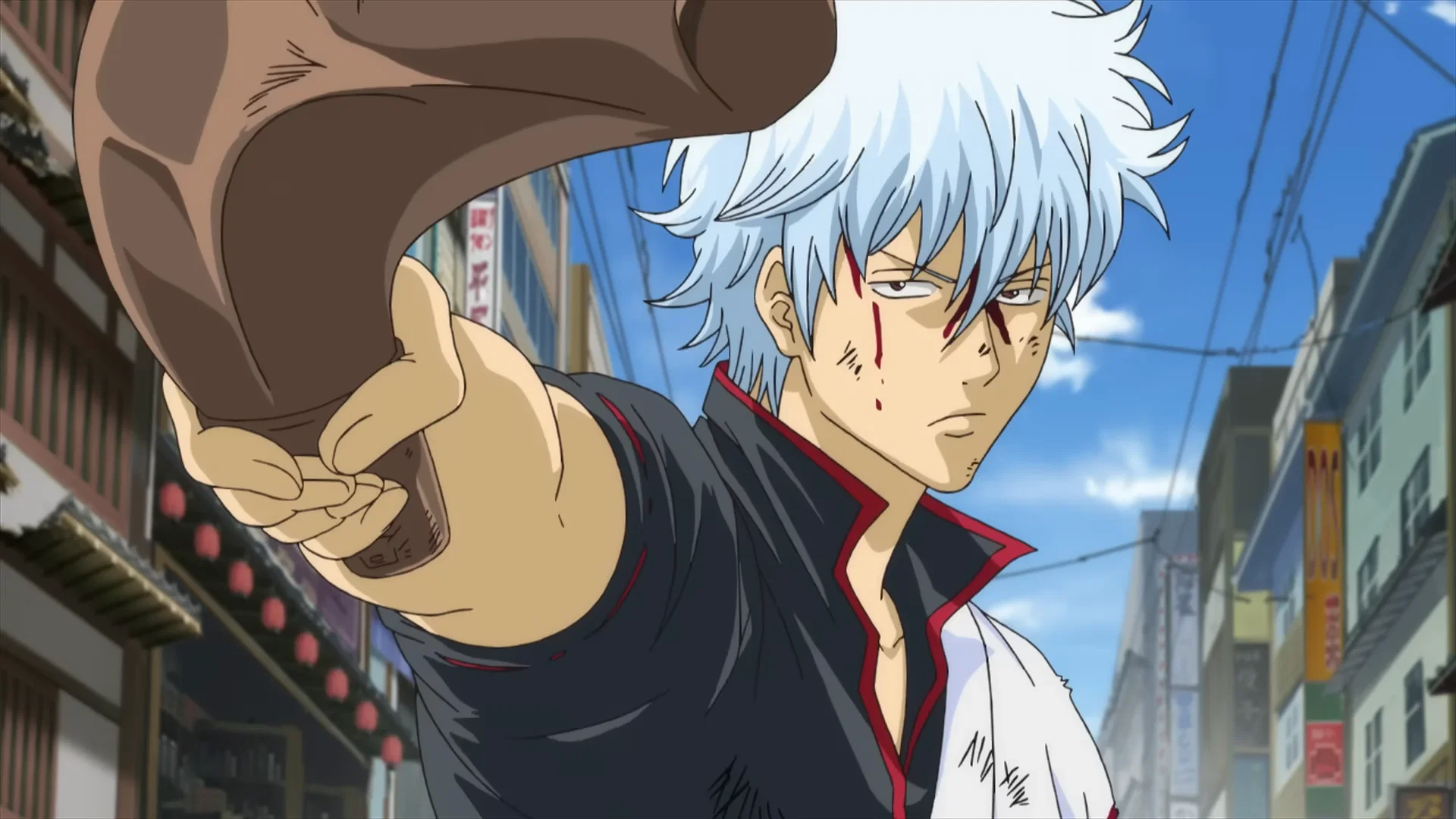 Gintoki yields his sword.