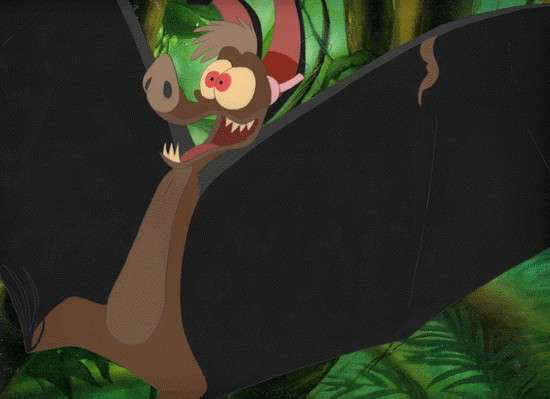 Batty spreading his wings. Kroyer, Bill, director. 'Ferngully: the Last Rainforest'. Twentieth Century Fox, 1992.