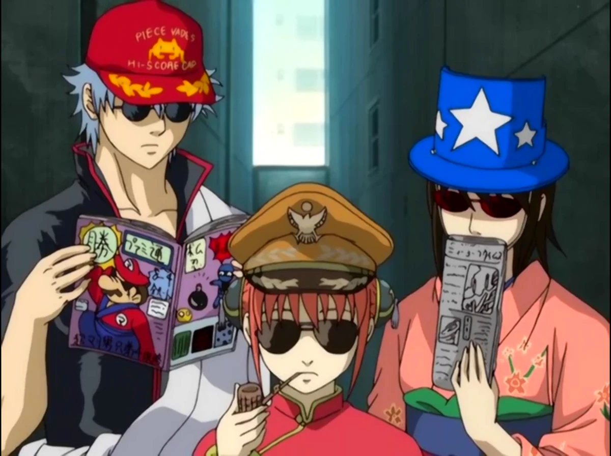Gintoki, Kagura and Otae conceal their identities.