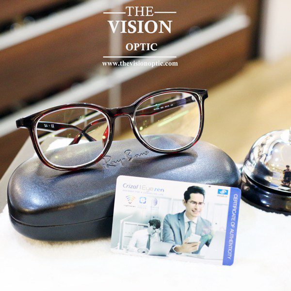 กรอบ Rayban รุ่น RB7093D + เลนส์ Essilor eyezen max 1.60 Forte UV Azio Max