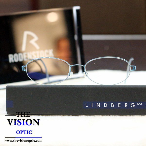 กรอบ Lindberg รุ่น frodo สี p25 + เลนส์โปรเกรสซีฟ Rodenstock รุ่น life free 1.60 โค้ทตัดแสงสีฟ้า Protect Balance