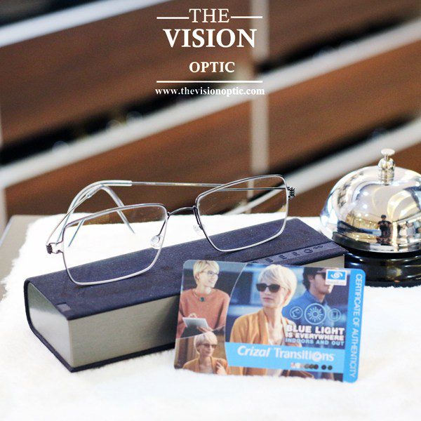 กรอบ Lindberg + เลนส์ Essilor Transitions Gray 1.60