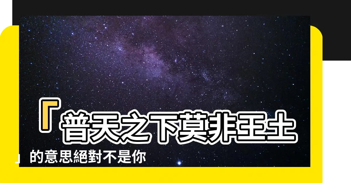 【普天之下莫非王土 意思】「普天之下莫非王土」的意思絕對不是你想的那樣！