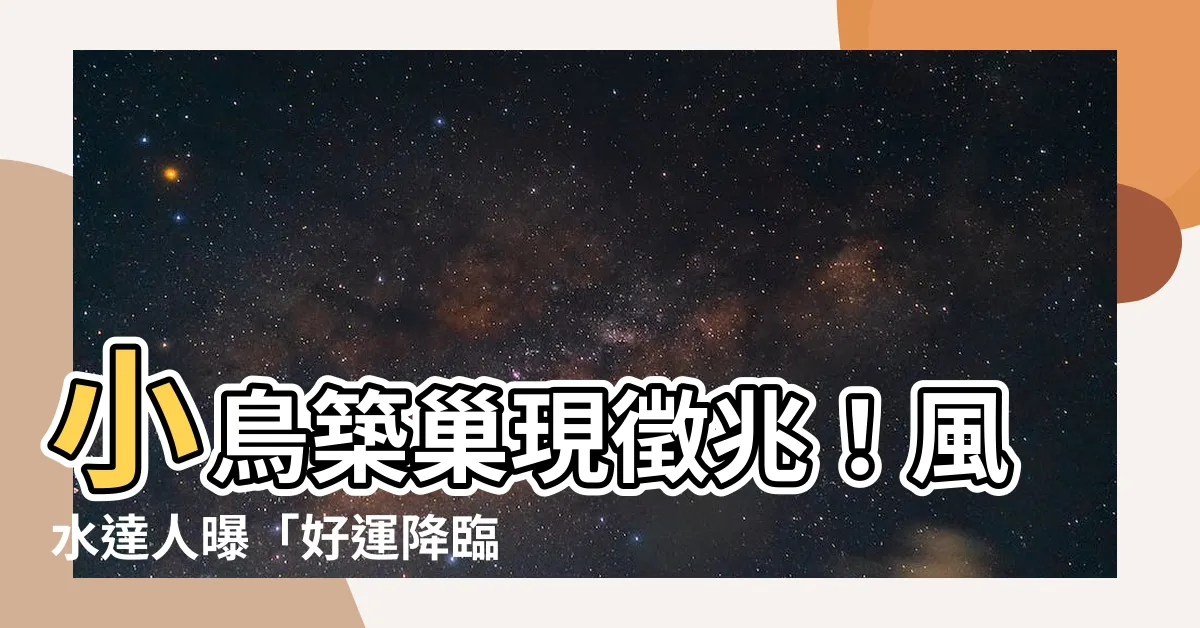 【小鳥築巢】小鳥築巢現徵兆！風水達人曝「好運降臨」的跡象，快來瞭解