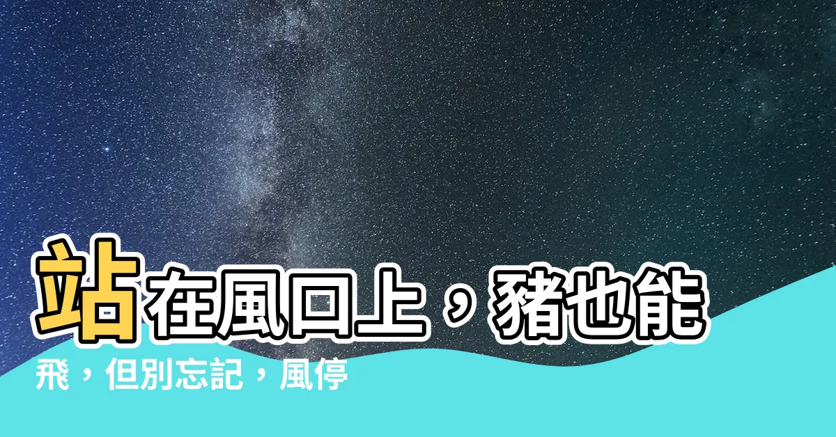 【風口上意思】站在風口上，豬也能飛，但別忘記，風停了…