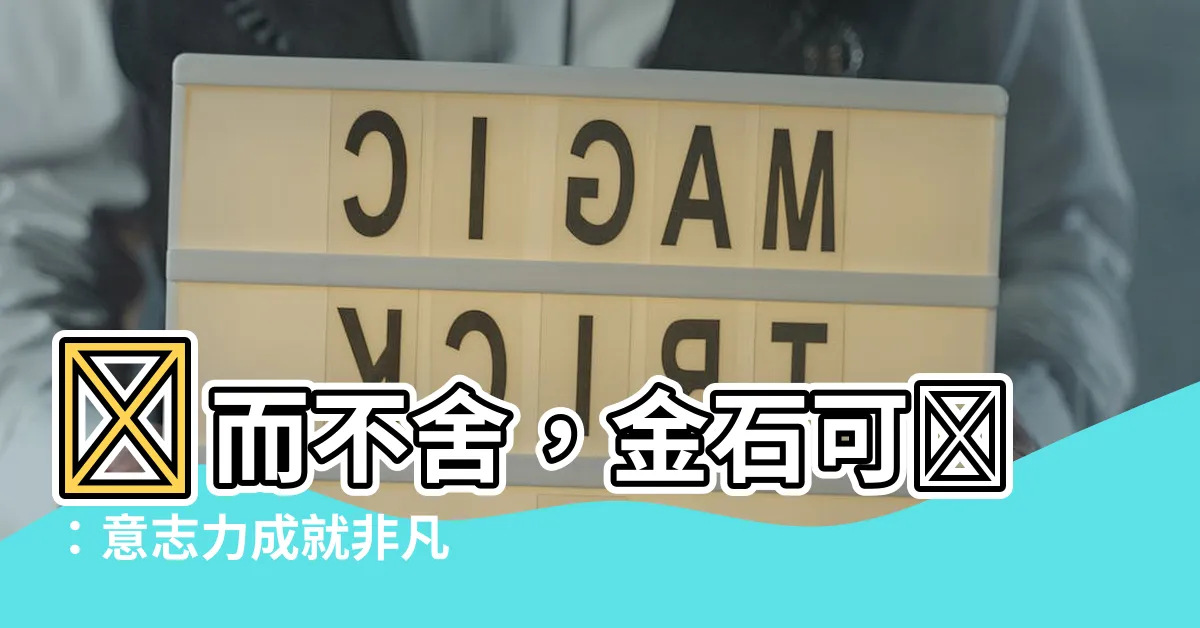【鍥而捨之 朽木不折 鍥而不捨 金石可鏤】鍥而不捨，金石可鏤：意志力成就非凡