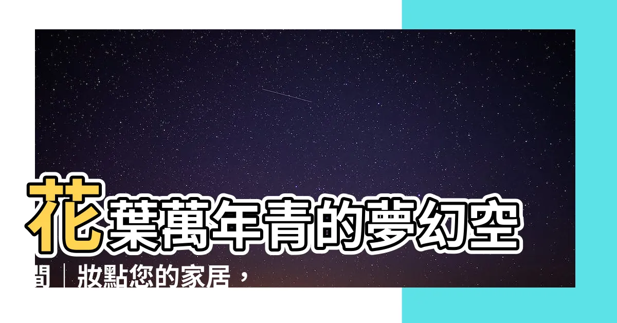 【花葉萬年青】花葉萬年青的夢幻空間｜妝點您的家居，帶來蓬勃生機