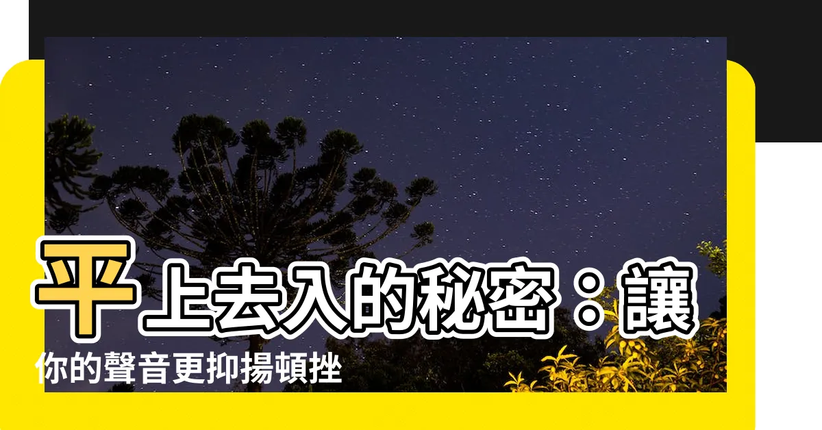 【平上去人】平上去入的秘密：讓你的聲音更抑揚頓挫