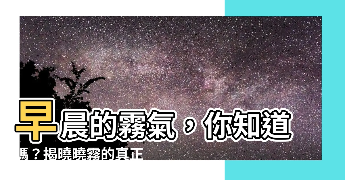 【曉霧意思】早晨的霧氣，你知道嗎？揭曉曉霧的真正內涵