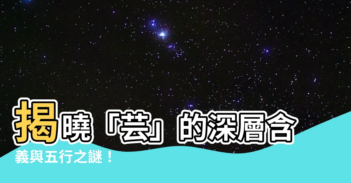 【芸五行】揭曉「芸」的深層含義與五行之謎！