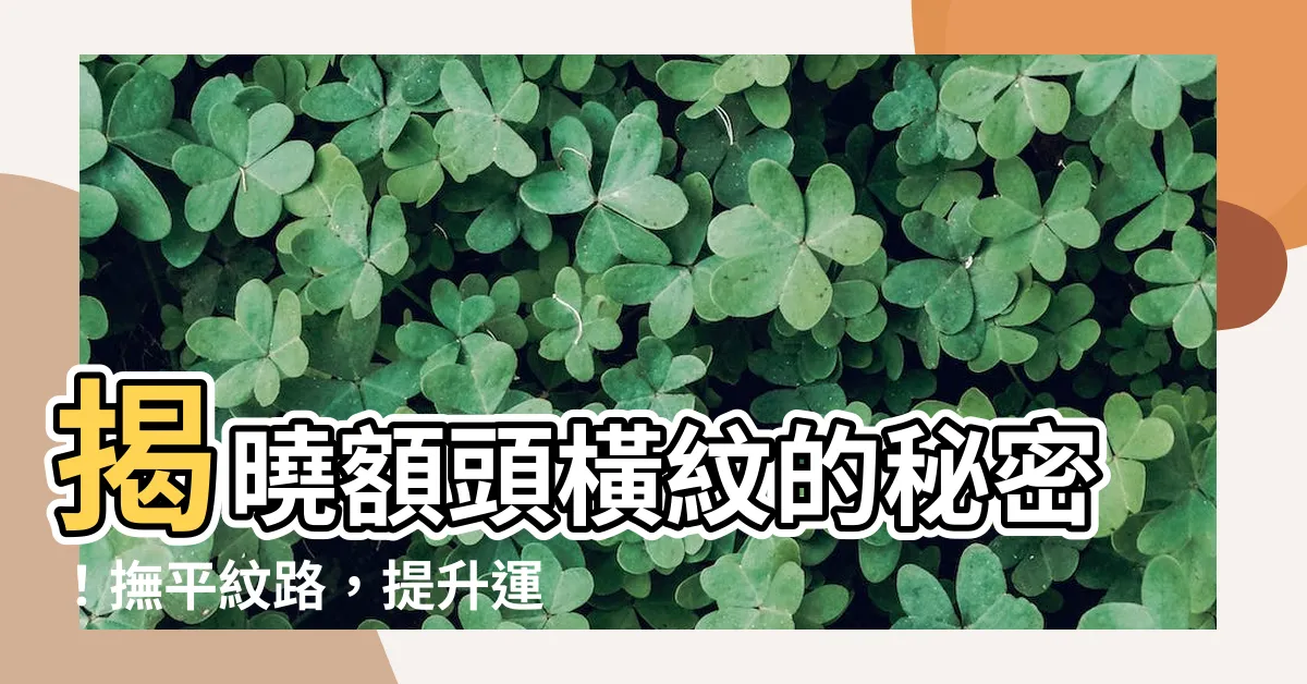 【額頭橫紋】揭曉額頭橫紋的秘密！撫平紋路，提升運勢！