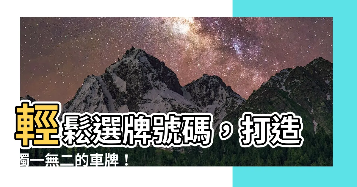 【選牌號碼】輕鬆選牌號碼，打造獨一無二的車牌！