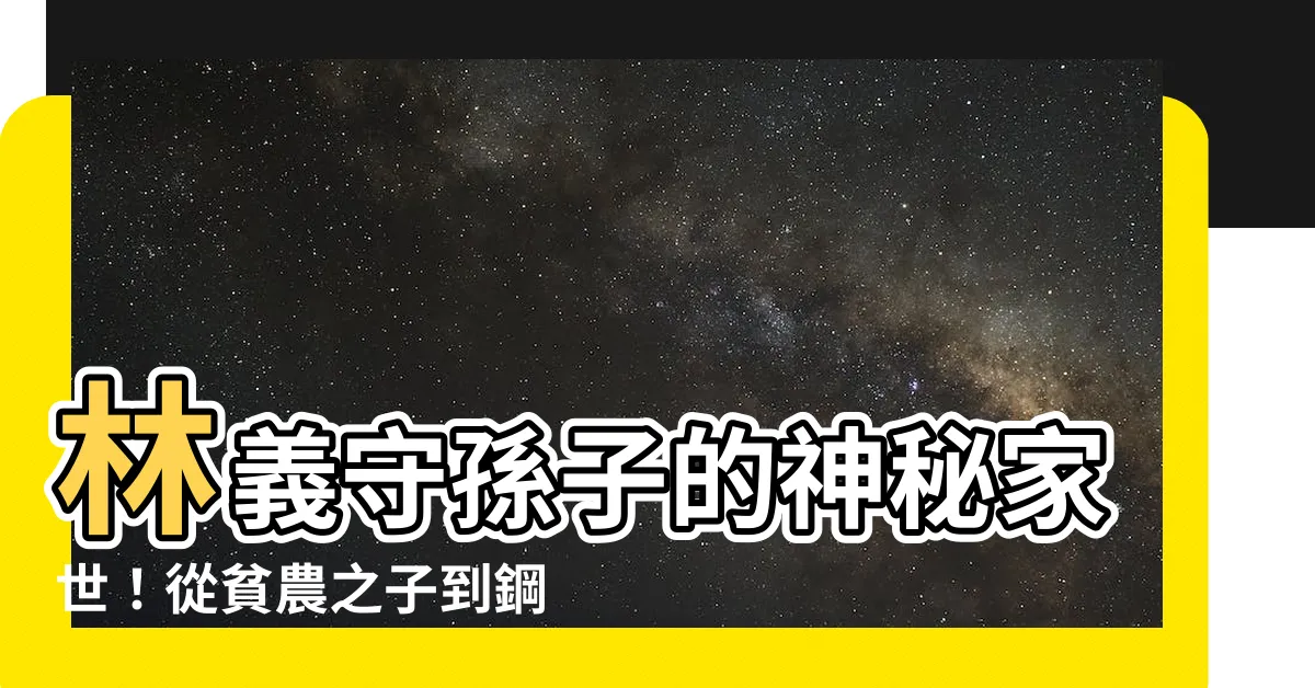 【林義守孫子】林義守孫子的神秘家世！從貧農之子到鋼鐵大亨，揭露家族秘辛！