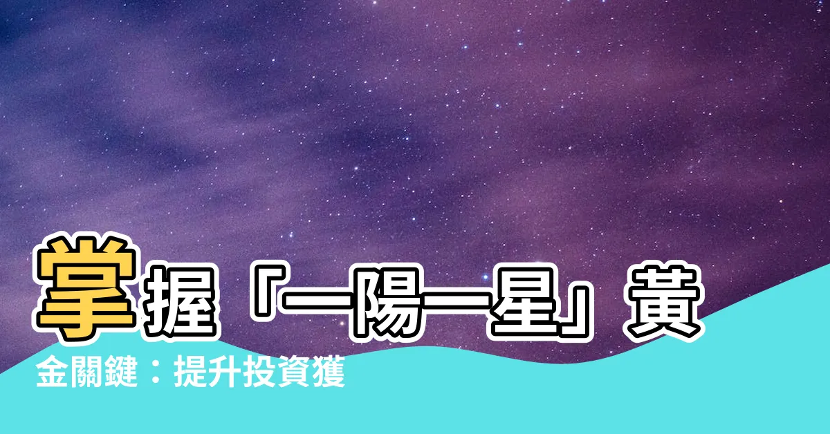 【一陽一星】掌握「一陽一星」黃金關鍵：提升投資獲利率的必勝法則