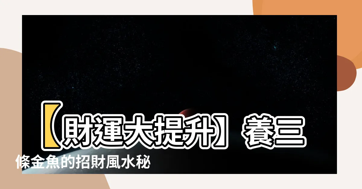 【養三條金魚】【財運大提升】養三條金魚的招財風水秘密