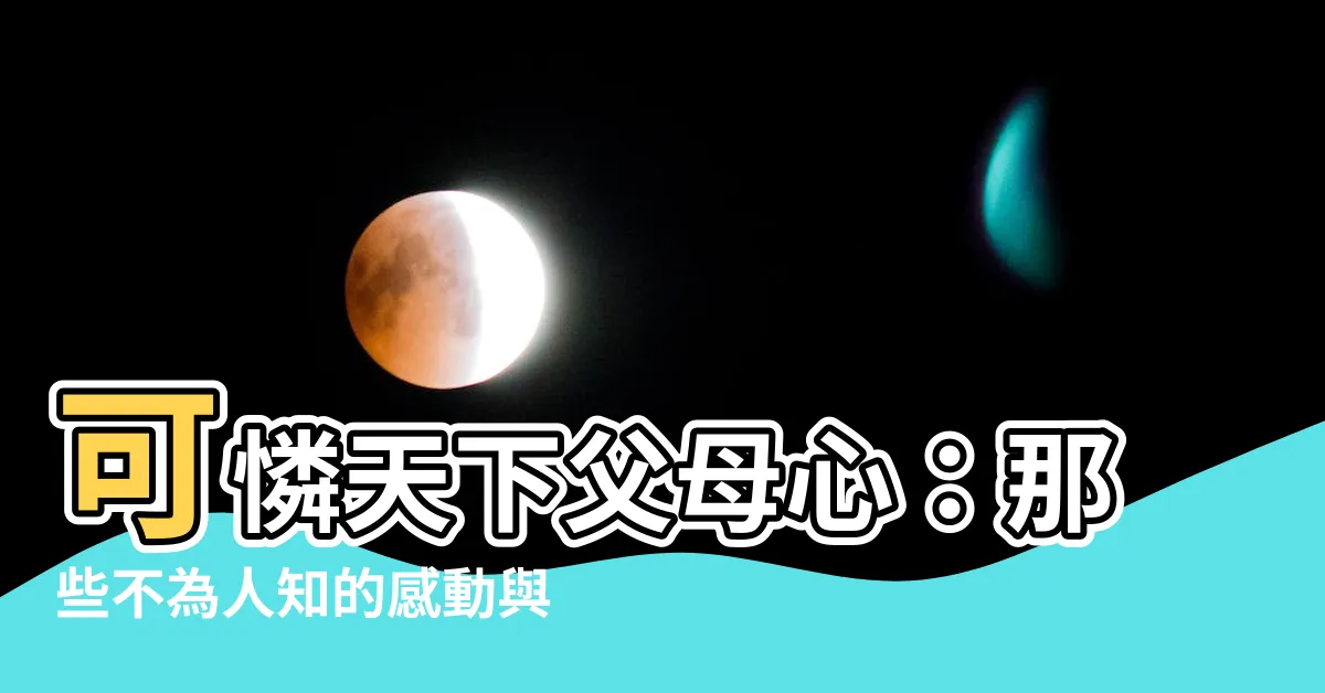 【可憐天下父母心】可憐天下父母心：那些不為人知的感動與遺憾
