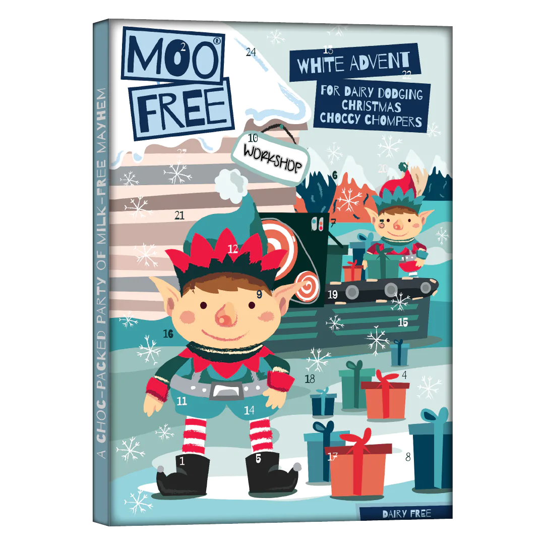 MooFree Christmas Dairy Free Vegan Adventskalender 2022 weiße Schokolade