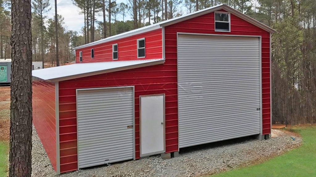 24x40x14 Utility Steel Garage with Lean-to