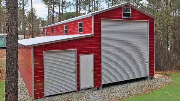 24x40x14 Utility Steel Garage with Lean to