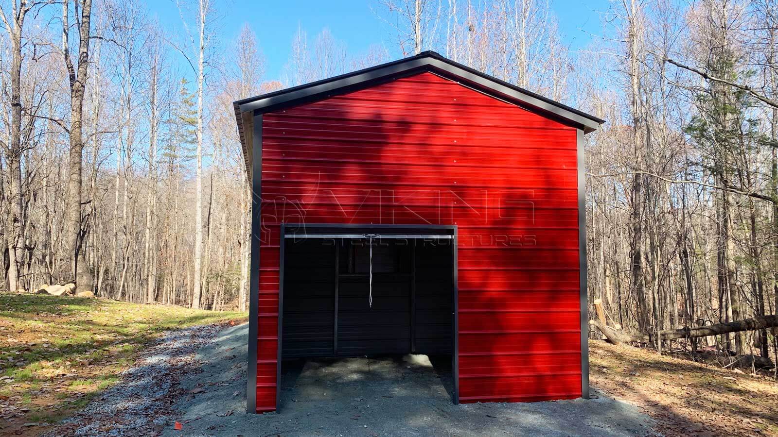 18'x30' Vertical Roof Style Metal Building Front View