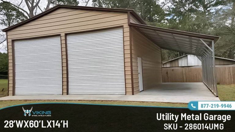 28X60X14 Utility Metal Garage