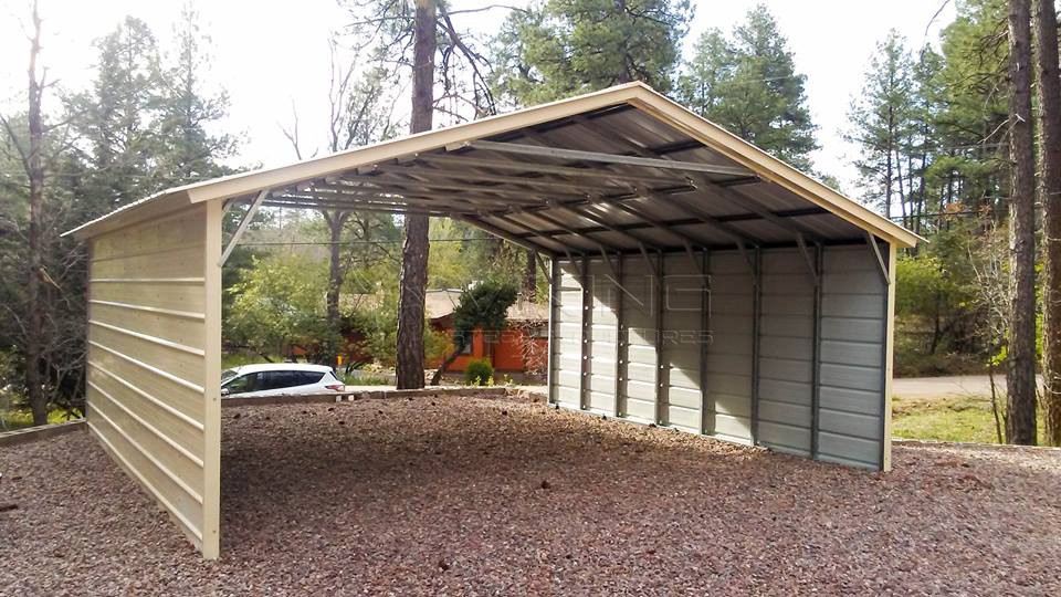20x21x7 Vertical Roof Metal Carports Front View