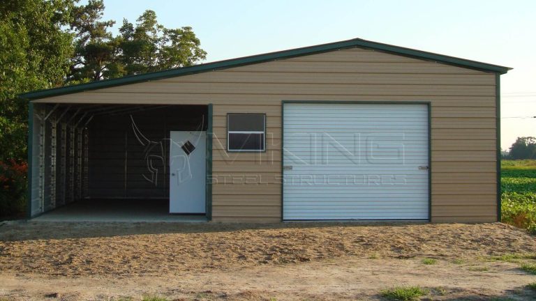 20x36x10 Vertical Roof Garage with Lean-to