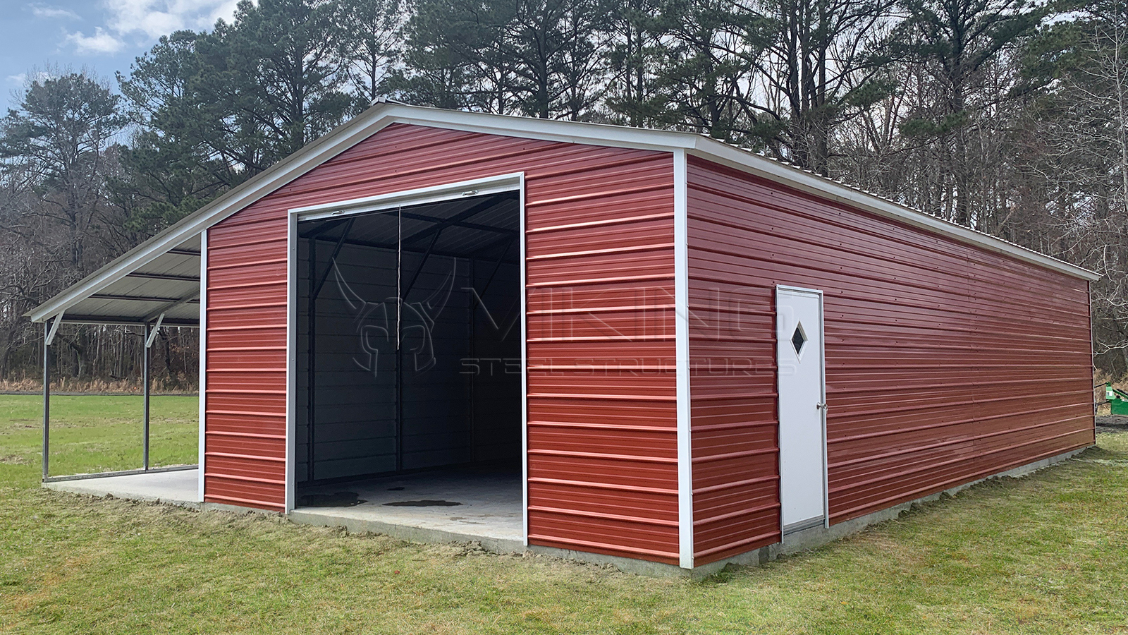 20x50x10 Metal Garage with Lean-to