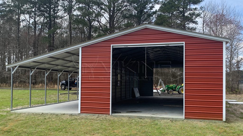 20x50x10 Metal Garage with Lean-to