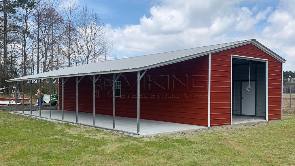 20x50x10 Metal Garage with Lean-to