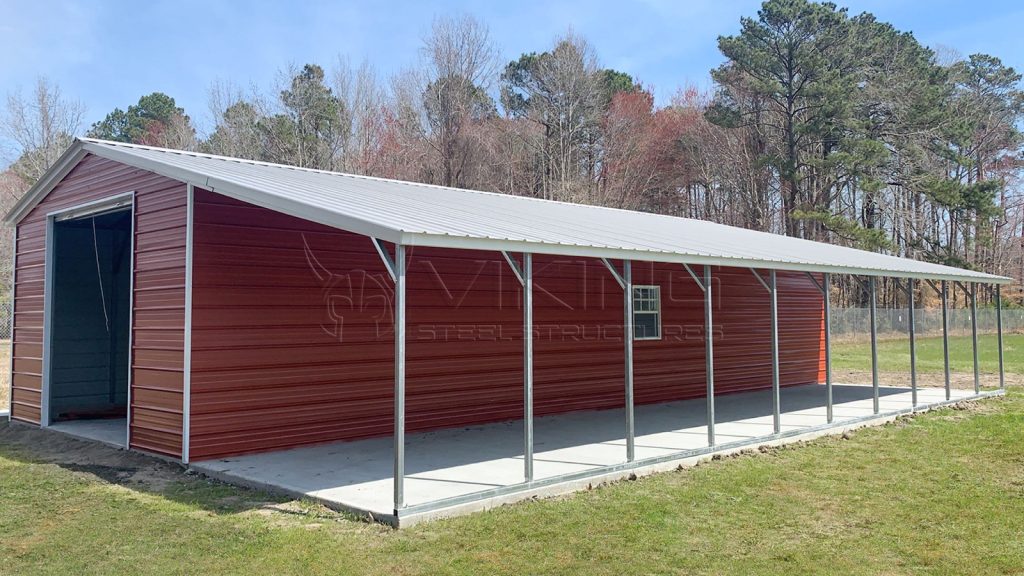 20x50x10 Metal Garage with Lean-to