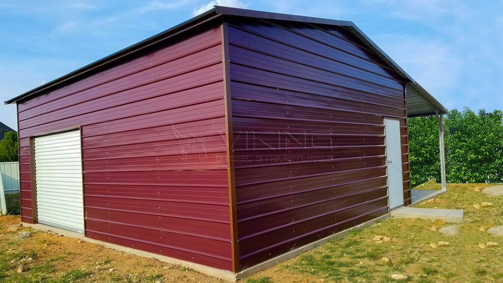 22x26x10 Enclosed Metal Building with Lean-to