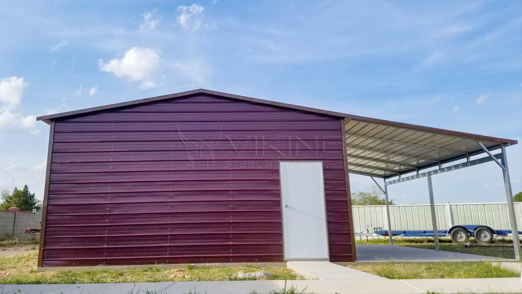 22x26x10 Enclosed Metal Building with Lean-to