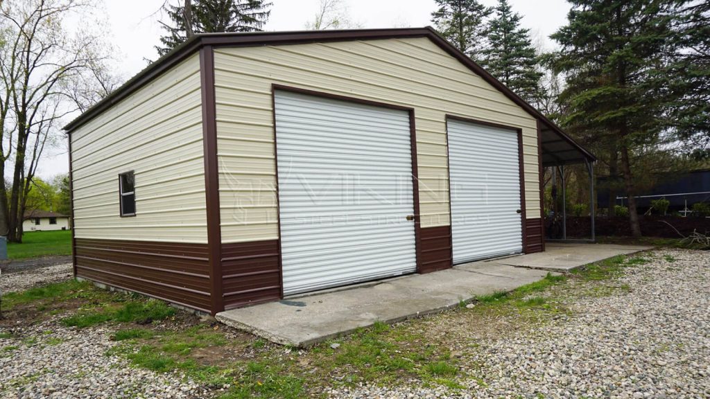 24X25X10 Metal Garage with Lean-to
