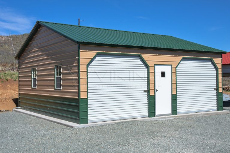 24x26x9 Fully enclosed Two-tone Metal Garage