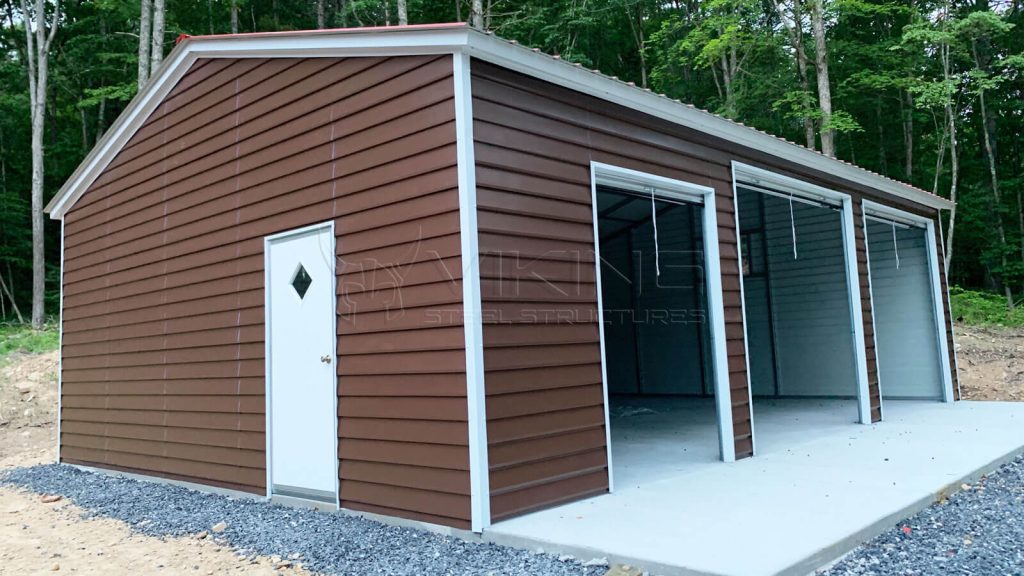 24x35x10 Fully Enclosed Metal Garage