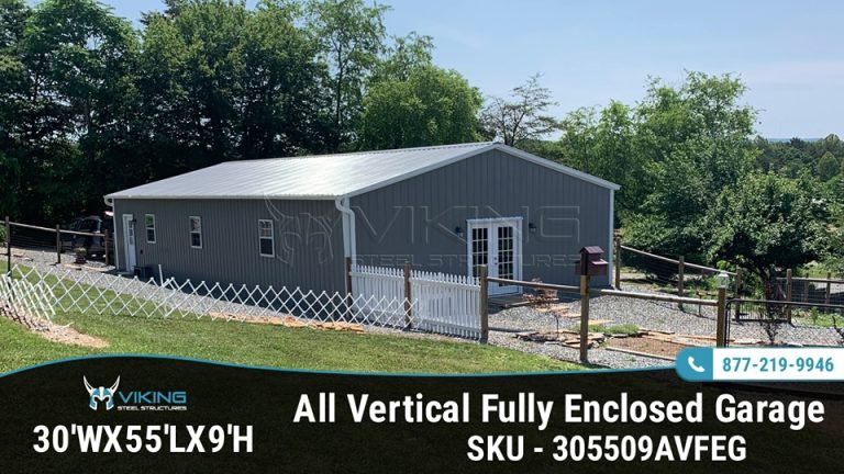 30X55X9 All Vertical Fully Enclosed Garage