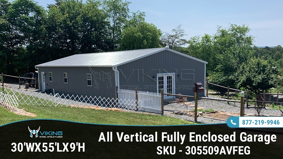 30X55X9 all vertical fully enclosed garage