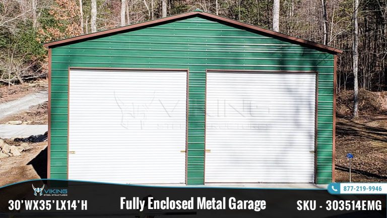 30x35x14 Fully Enclosed Metal Garage