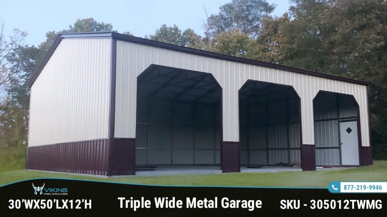 30x50x12 Triple Wide Metal Garage