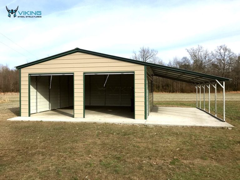 Metal Garage with Lean-to